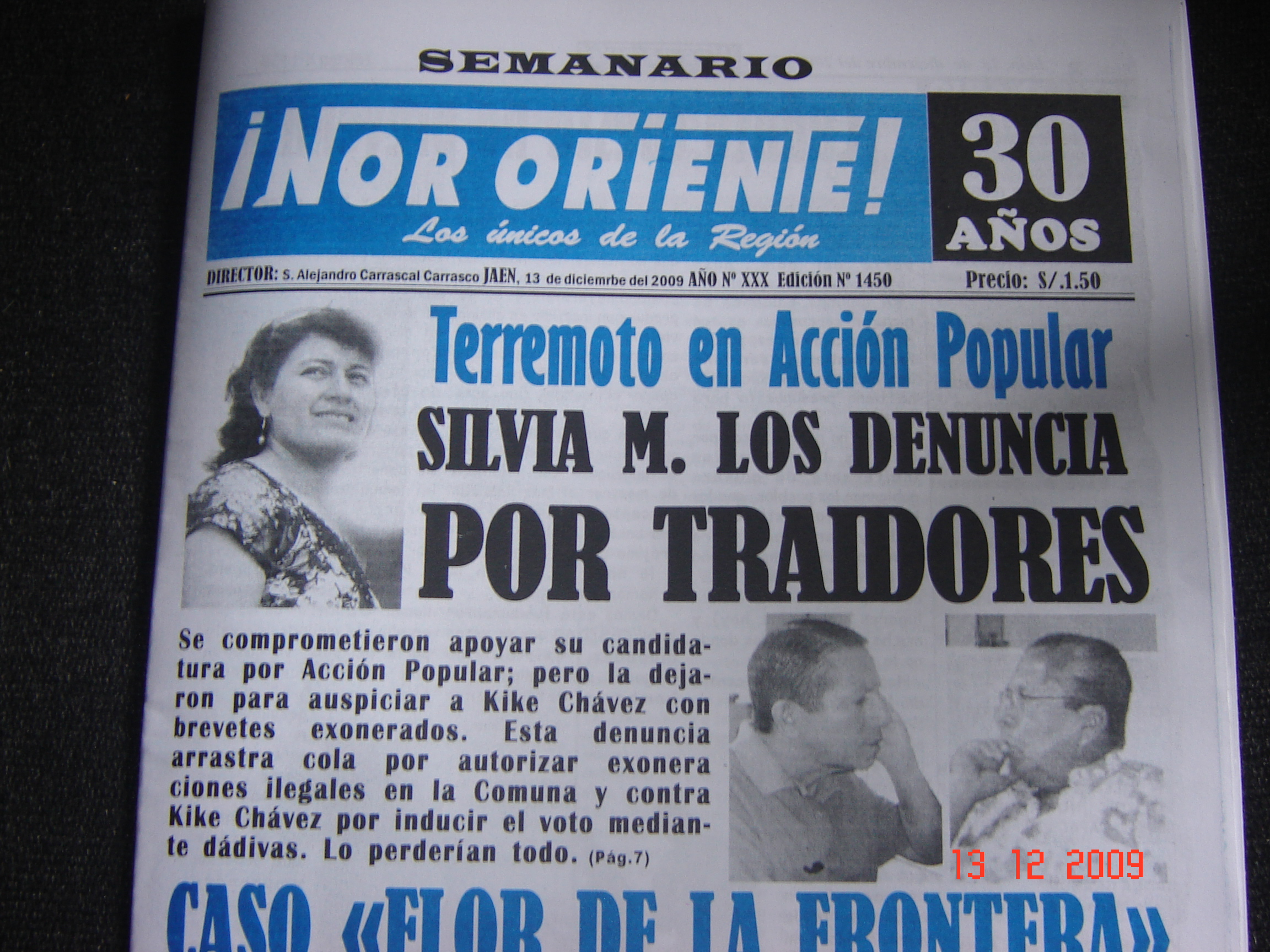 LOS DENUNCIA POR TRAIDORES A JAIME VILCHEZ Y RAUL RAMIREZ