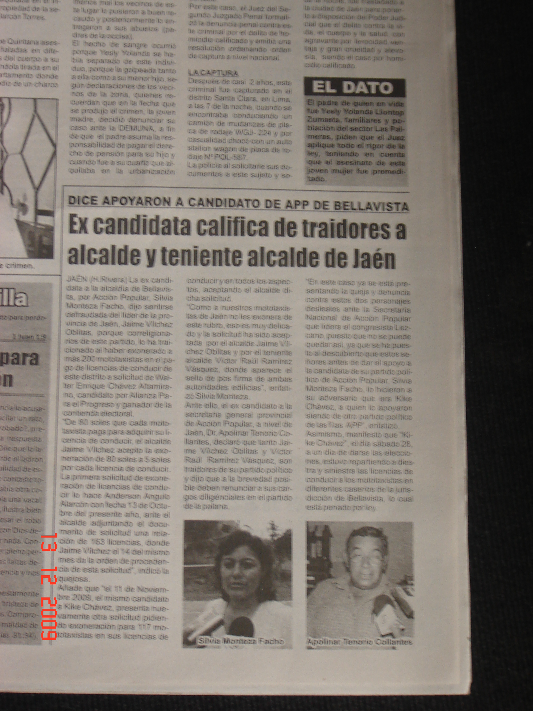 EX CANDIDATA CALIFICA DE TRAIDORES A ALCALDE Y TENIENTE ALCALDE DE JAEN.